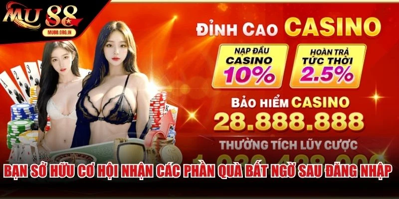 Bạn sở hữu cơ hội nhận các phần quà bất ngờ sau đăng nhập MU88